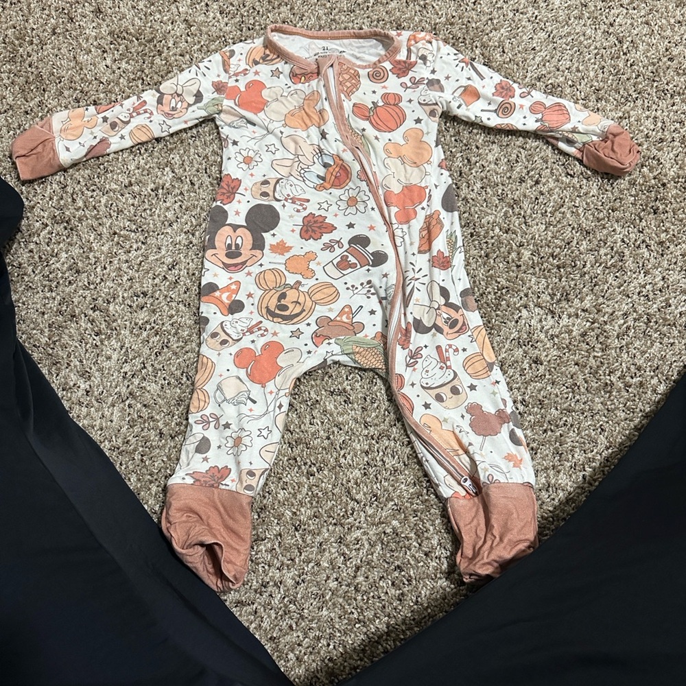 Disney Kids One Piece Footie - Orange and Cream